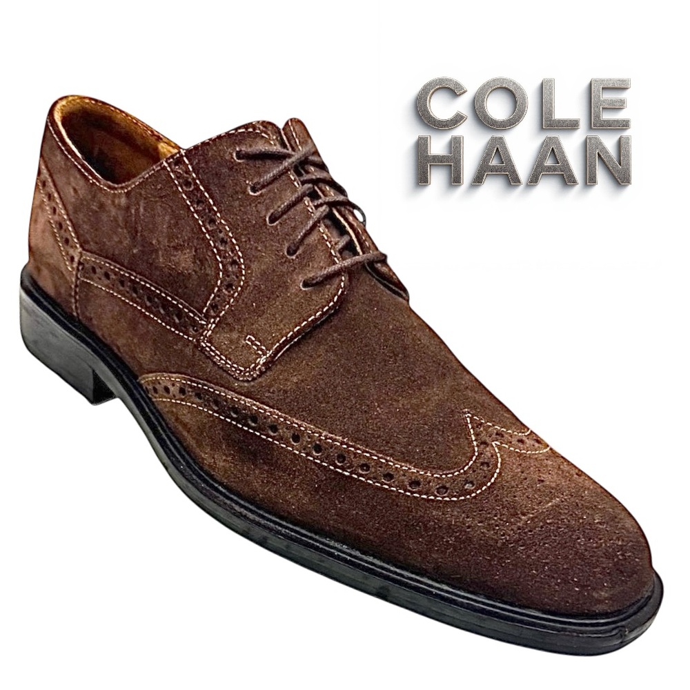 Cole Haan Men’s Brown Suede Wingtip Dress Shoes Size 8.5M Classic Oxfords